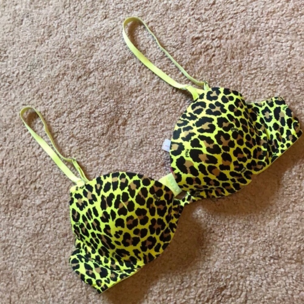 Leopard Print Underwire Bra - Yellow and Black